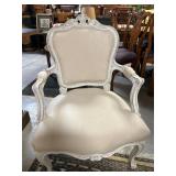 White Distressed Louis XV Style Armchair