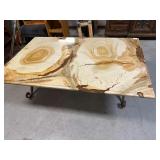 Vintage Marble Top Coffee Table with Iron Legs