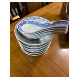 Blue and White Dragon Rice Bowl with Spoon Set