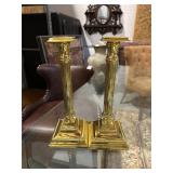 Pair of Vintage Brass Fluted Column Candlestick Ho