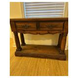 Dark Wood Antique Console Table with Two Drawers