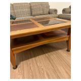 Wooden Coffee Table with Glass Top Design