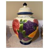 Vintage Painted Ceramic Canister Designed with a V