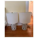 Pair of blue & white lamps