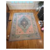 Approx 8x10 rug with pinks, greens and gray
