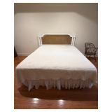 King size white and cane back bed