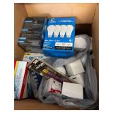 Box of various lightbulbs