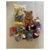 Lot of Furby Keycahins and Other Stuffed Animals