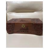 Vintage Chinese Hand-carved Wooden Jewelry Box
