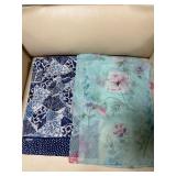 Lot of Long Oblong Silky Scarves Blue Tile Patchwo