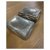 Vintage Silver-tone Metal and Blue Velvet Lined Tr