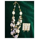 Pair of Faux Pearl Necklace and Earrings