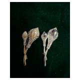Pair of Vintage Edith Vanderbilt Gold-ton and Silv