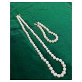 Pearl Necklace and Bracelet Set with 14K Gold Clas