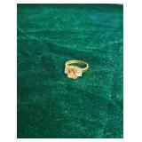 Vintage Yellow Gold-tone Three Stone Ring