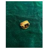 Gold-tone Statement Ring Featuring a Central Squar