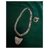 Two Tone Link Necklace and Earring Set