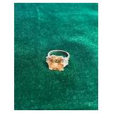 Big Square Peach Gemstone Sterling Silver Statemen