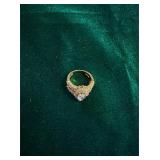 Vintage Gold Tone Multi-Tier CZ Cluster Sterling S