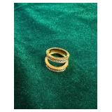 Gold Plated Sterling Double Band Ring with Sparkli
