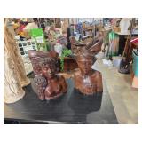 Balenese carved wooden busts