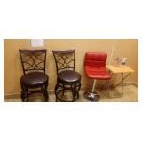 GROUP OF SWIVEL BAR STOOLS W/ ACCENT TABLE