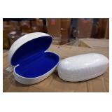 White Faux Alligator Eyewear Case w/ Blue Lining