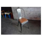 Tolix Style Metal Chair w/ Upholstered Seat, 14"