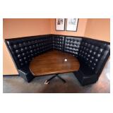 Table, 57"x58"x30" w/ Tufted Booth Bench, (1) 7