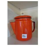 Orange Enamelware Coffee Pot
