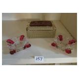 Lot- Cranberry and Clear Glass