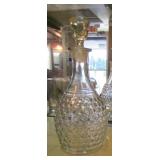 2 Hobnail Clear Glass Decanter and Relish Dish