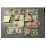 2 1957A Silver Certificates $1.00 & 6 Foreign