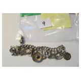 Sterling Silver Chain w Mostly Sterling Charms