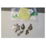 5 Sterling Silver Pendants 49.6 Grams