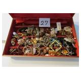 Small Box w Costume Jewelry Mostly Earrings