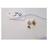 Pair Pearl Earrings w 14K Yellow Gold Studs