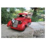 Decorative Red Metal Truck 12" Long