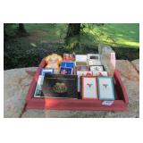 Lot of Playing Cards in red wooden box