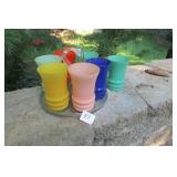 Mid-Century Glasses with Holder-Rainbow