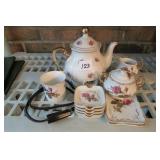Vintage Electric Tea Pot w/Cream, Sugar and Trays