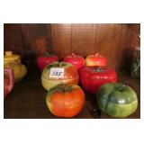 Glass Vegetables/Fruit Covered Bowls by