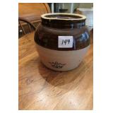Nice Brown and Cream Crock w/Blue Crown 2L