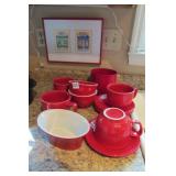 Red Pottery Dishes - Some marked Germany