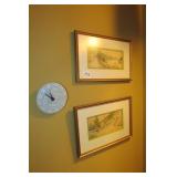 2 Small Paul Sawyer Prints -"Old River Road"