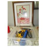 Large Lot of Fabric Cutters and Strawberry Print