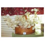 Wooden Basket w/white floral arrangement