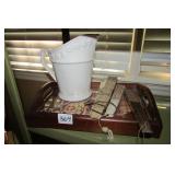 Water Pitcher, Serving Tray, Dec Fans, Etc.
