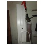 Step ladder, weed eater, closet doors, hardwood