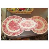 Cranberry Plates -Currier and Ives and Homer